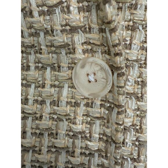 Talbots Tweed Blazer Jacket Italian Fabric Career‎ Office Beige Metallic Sz 4 - Picture 4 of 14